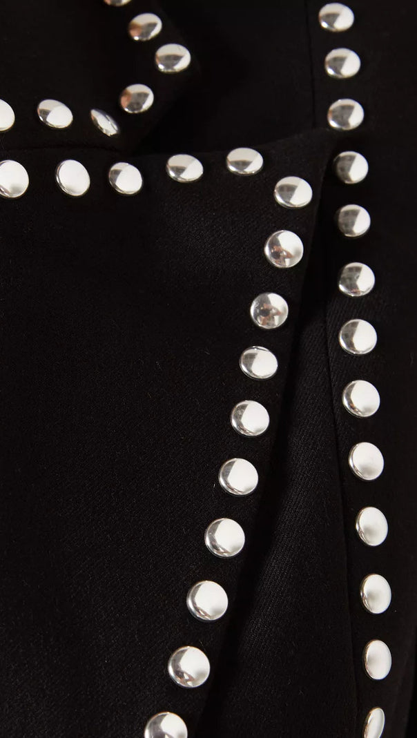AIIZIE DEBORAH BLACK SCARF-DETAILED WOOL CREPE BLAZER SET - product image