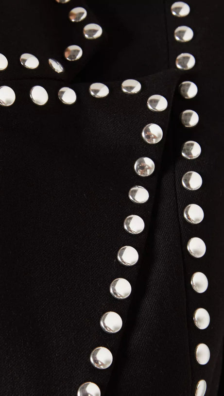 DEBORAH BLACK SCARF-DETAILED WOOL CREPE BLAZER SET