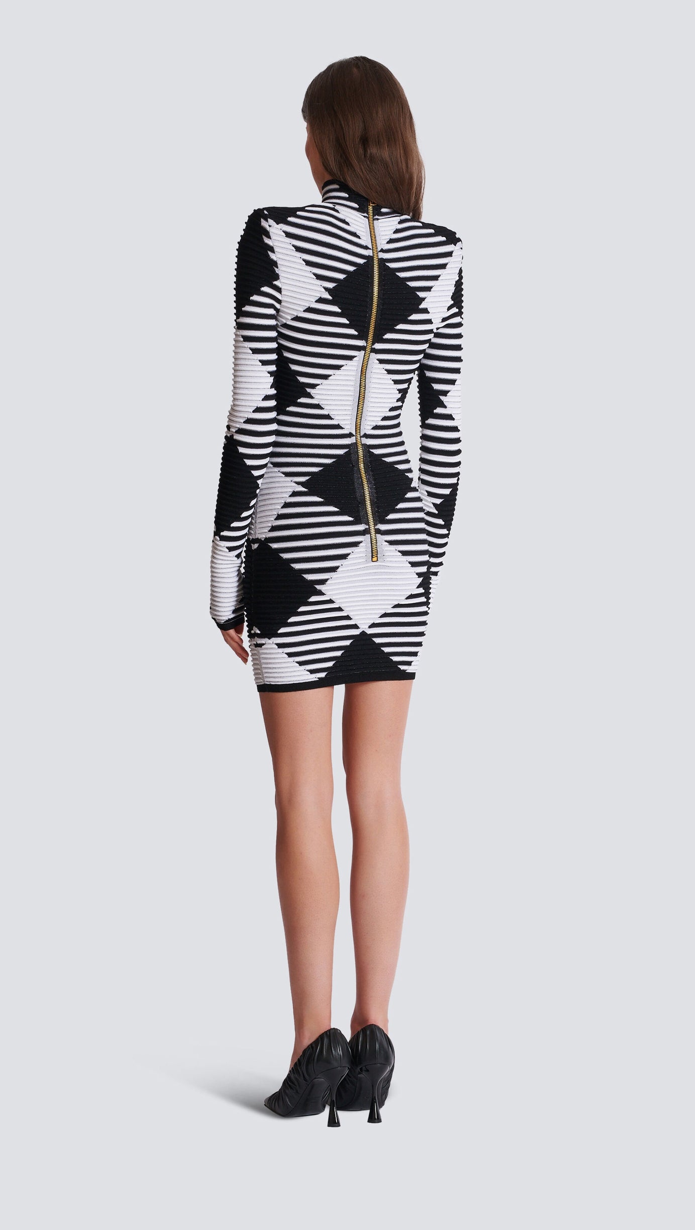 MINI ABITO IN MAGLIA A QUADRETTI ARROTOLATI