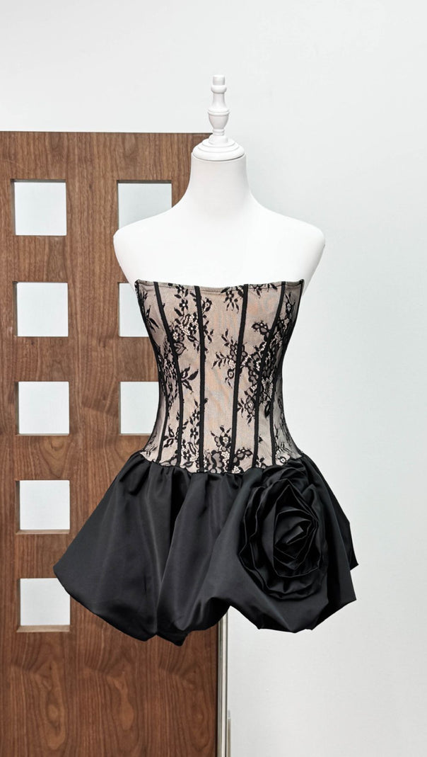 AIIZIE IRENE BLACK STRAPLESS CORSET MINI DRESS: SCULPTED DRAMA & CHIC ALLURE - product image