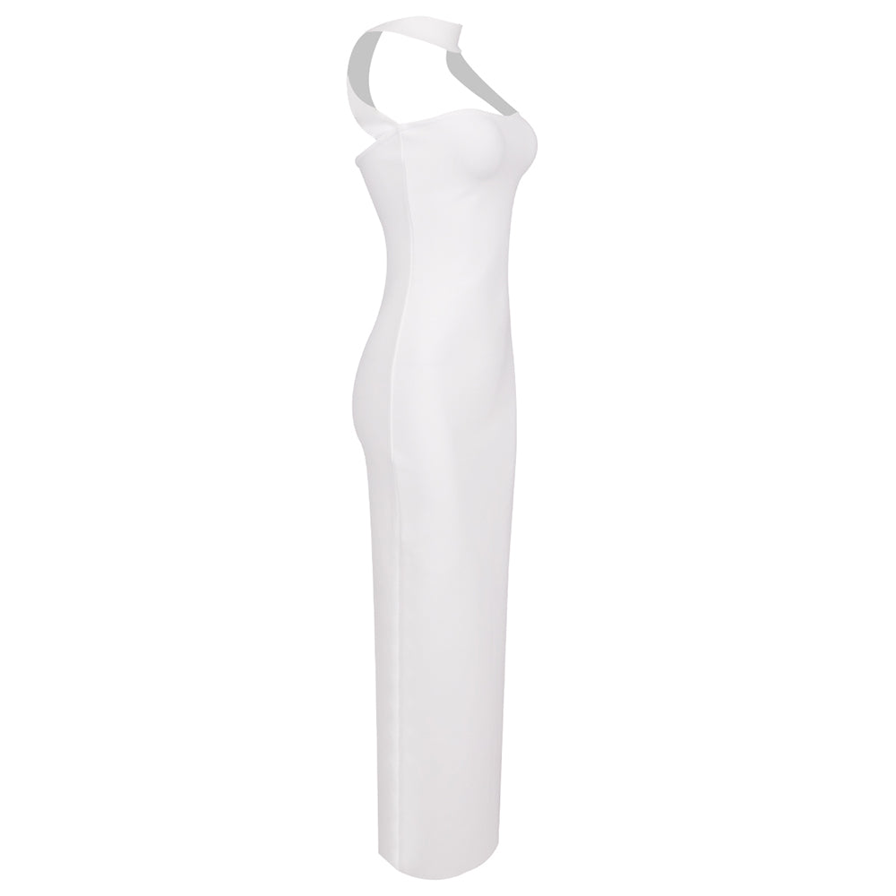 AIIZIE CUTOUT HALTER BACKLESS DRESS IN WHITE - product image