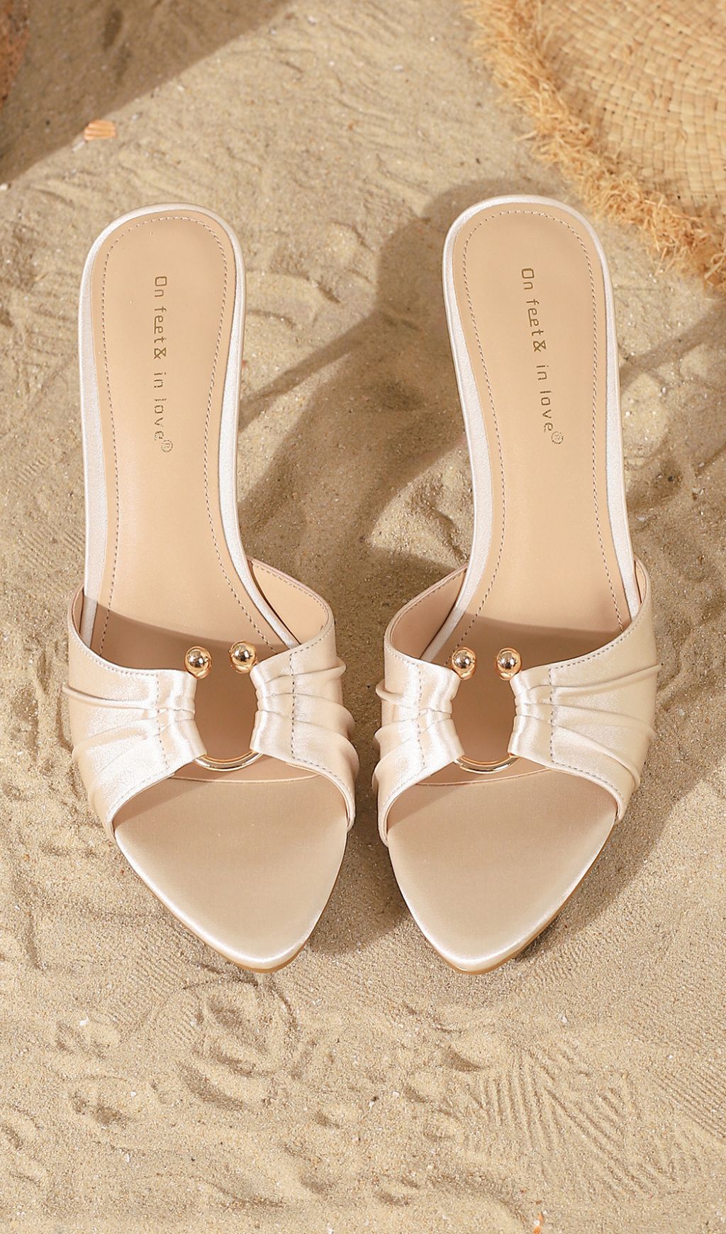 HAYDN APRICOT HOLLOWOUT MULES - ELEGANT POINTED TOE SLIDE SANDALS FOR WOMEN