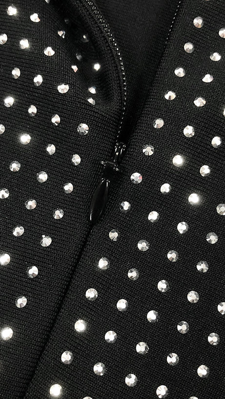 VIRGINIA BLACK JERSEY RHINESTONE MAXI DRESS