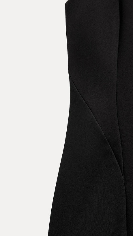 VELVET BOW MINI DRESS IN BLACK