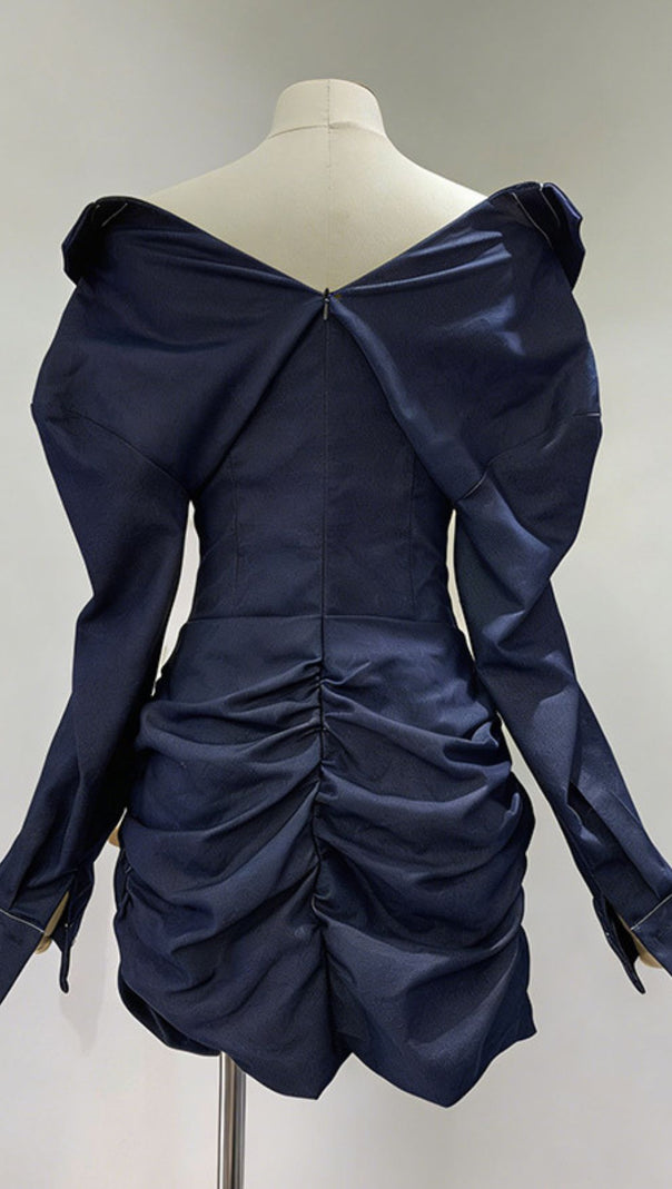 AIIZIE Jamila Off-Shoulder Long Sleeve Corset Denim Mini Dress - product image