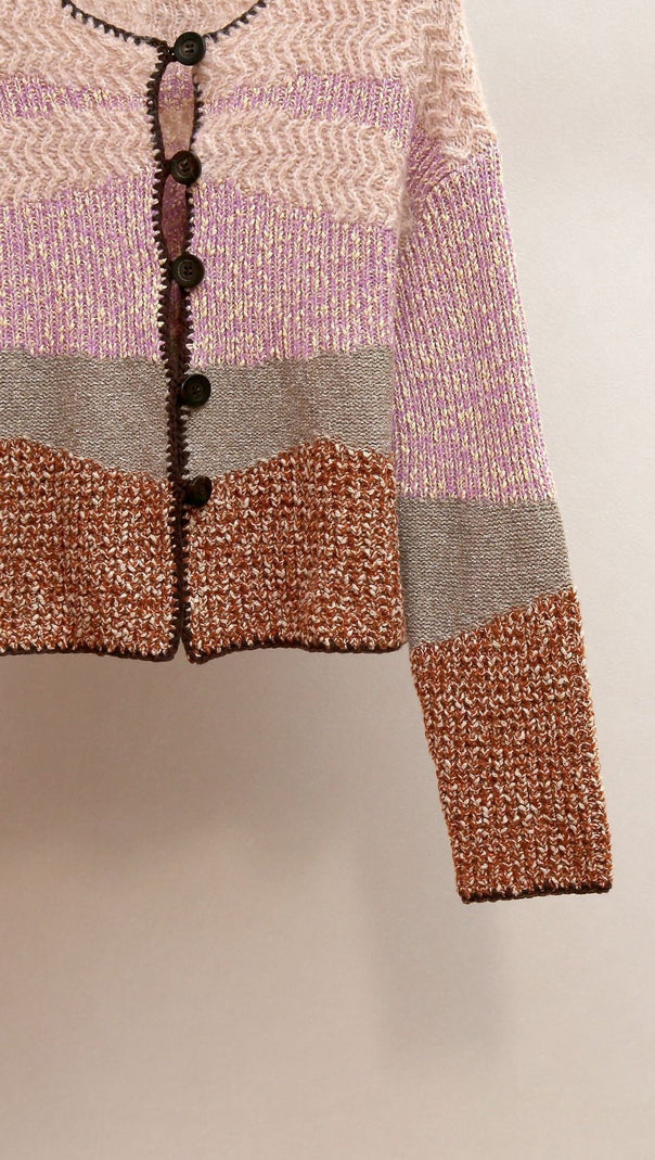 AIIZIE HASEL MULTI-COLOR STRIPED KNIT CARDIGAN - CHIC BOHO LAYERING FOR WOMEN - product image
