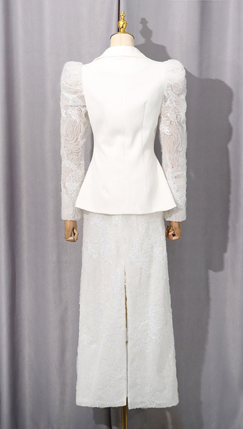 HAWISE GLAMOROUS SEQUIN & LACE PEPLUM TWO-PIECE SET