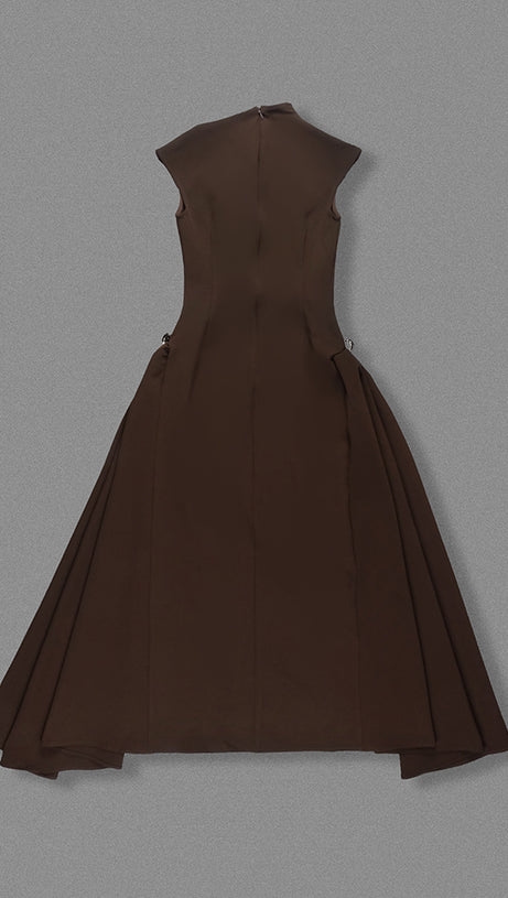 SKATER MAXI DRESS COFFEE
