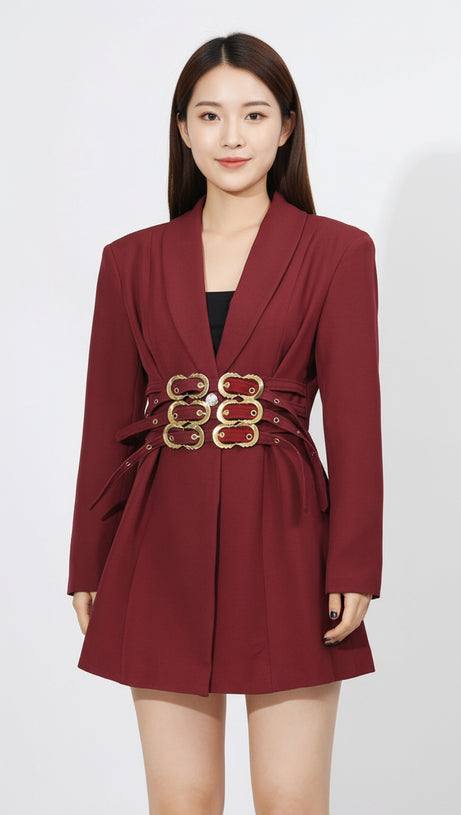 HAWA LUXE BELTED BLAZER DRESS - POWER DRESSING REDEFINED