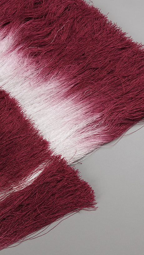 STRAPLESS TASSEL TWO PIECE MAXI DRESS BURGUNDY