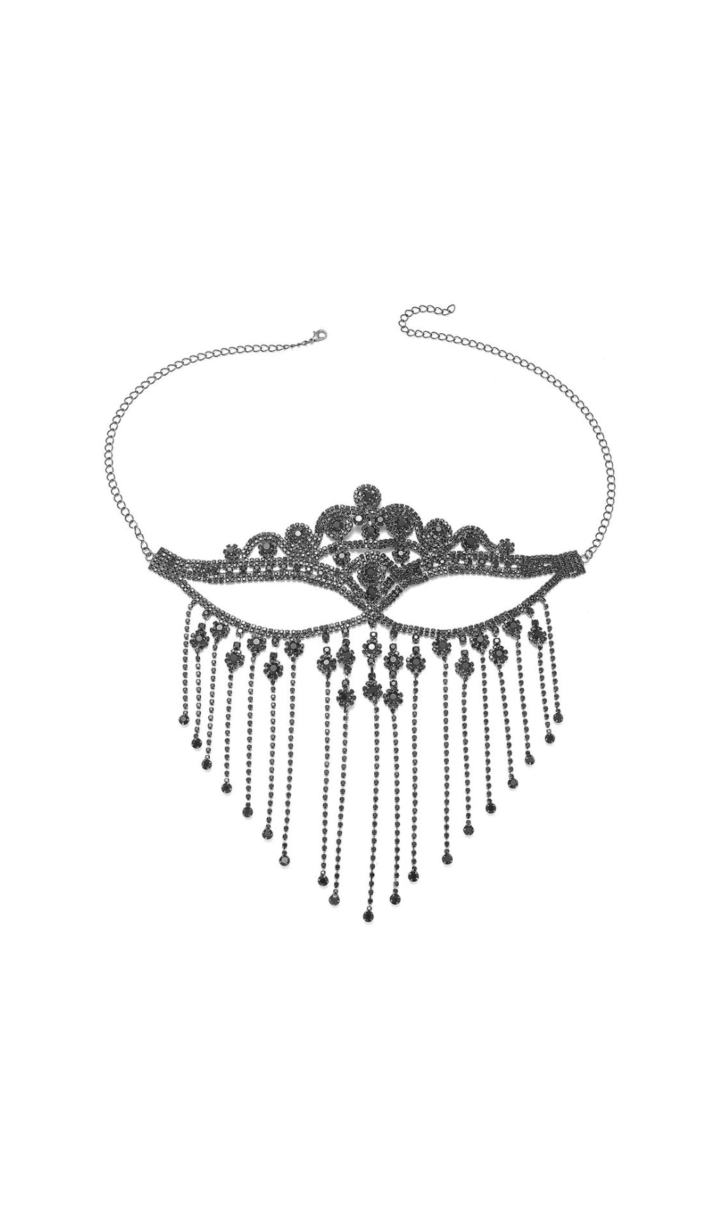 DELFINA RHINESTONE TASSEL MASK