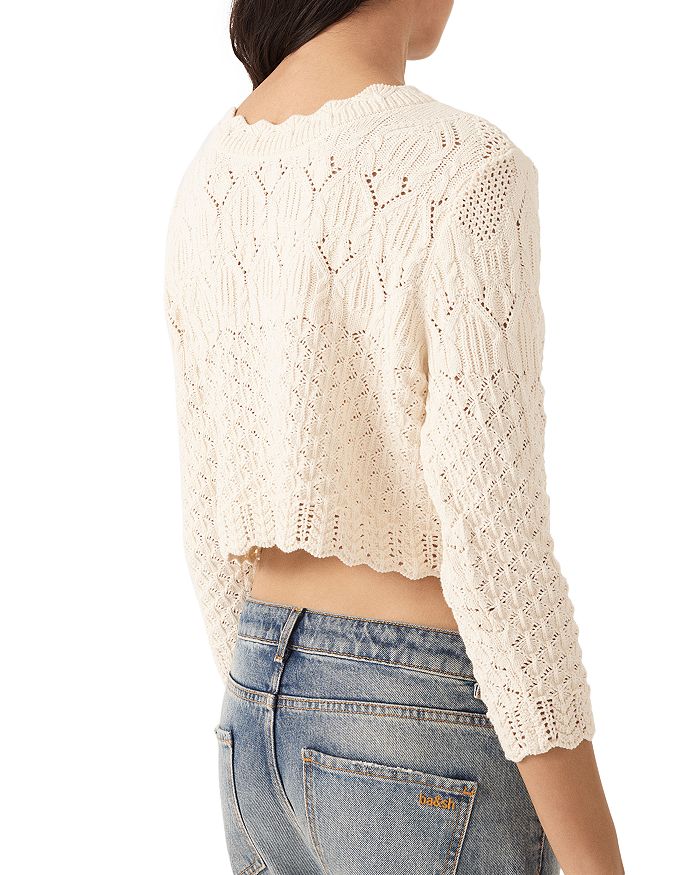 COTTON CROPPED OPEN KNIT CARDIGAN