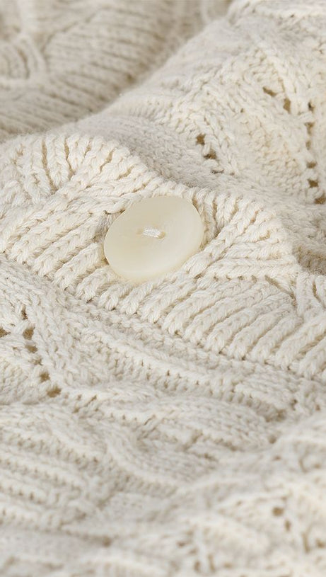 COTTON CROPPED OPEN KNIT CARDIGAN