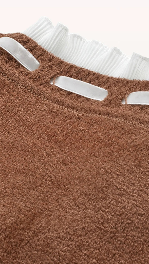 caramel brown textured wool-blend knit fitted, cropped cardigan