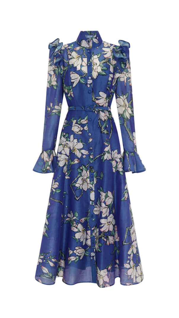 AIIZIE FLORAL PRINT BUTTERFLY SLEEVE MAXI DRESS - MIDNIGHT BLUE - product image