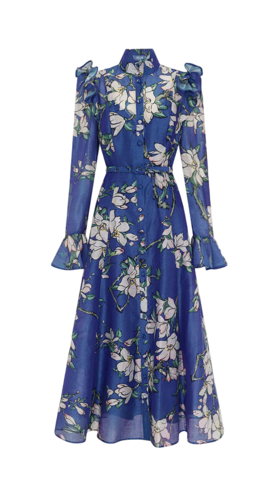 FLORAL PRINT BUTTERFLY SLEEVE MAXI DRESS - MIDNIGHT BLUE