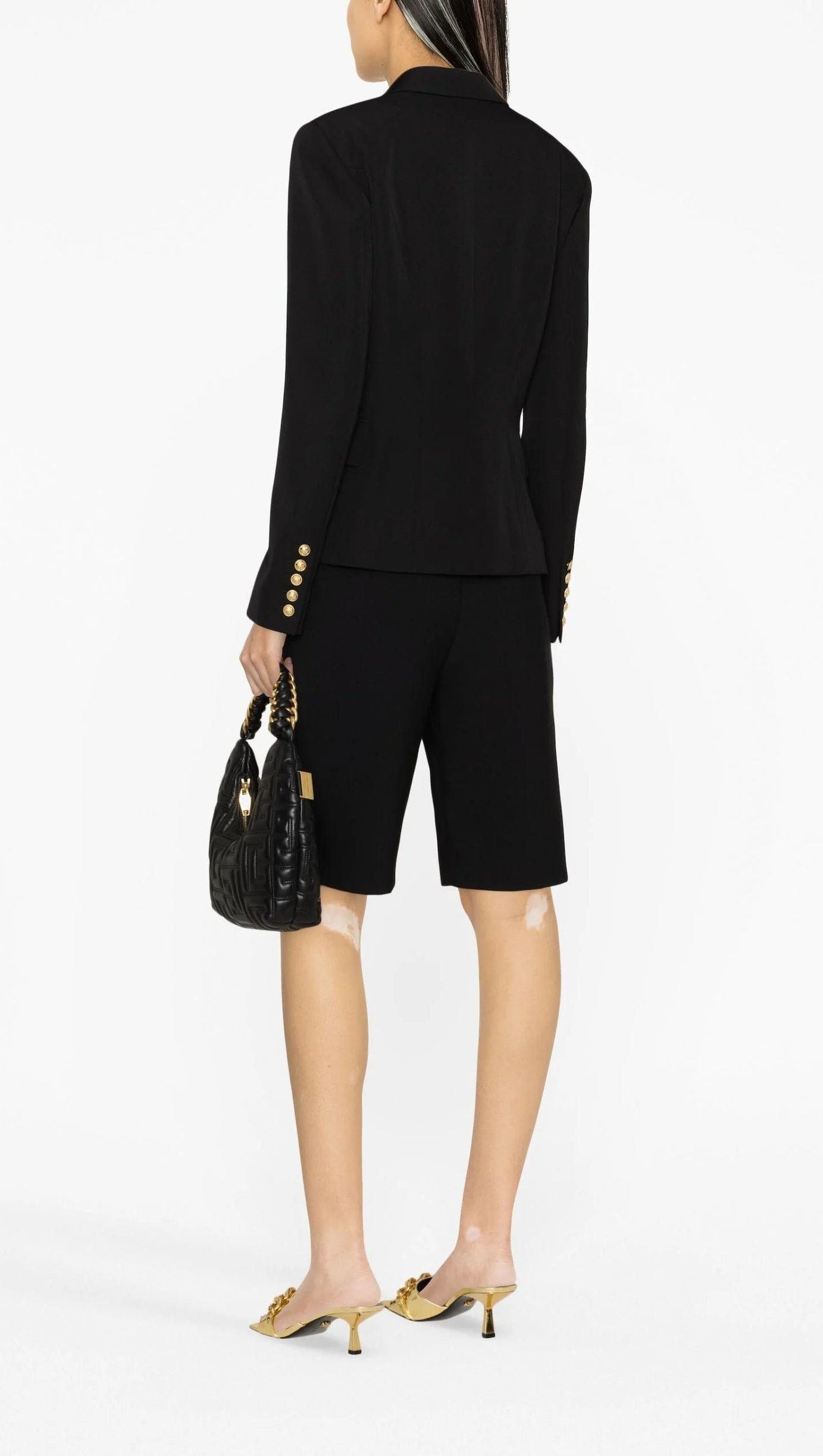 BLACK 6-BUTTONS DOUBLE-BREASTED BLAZER