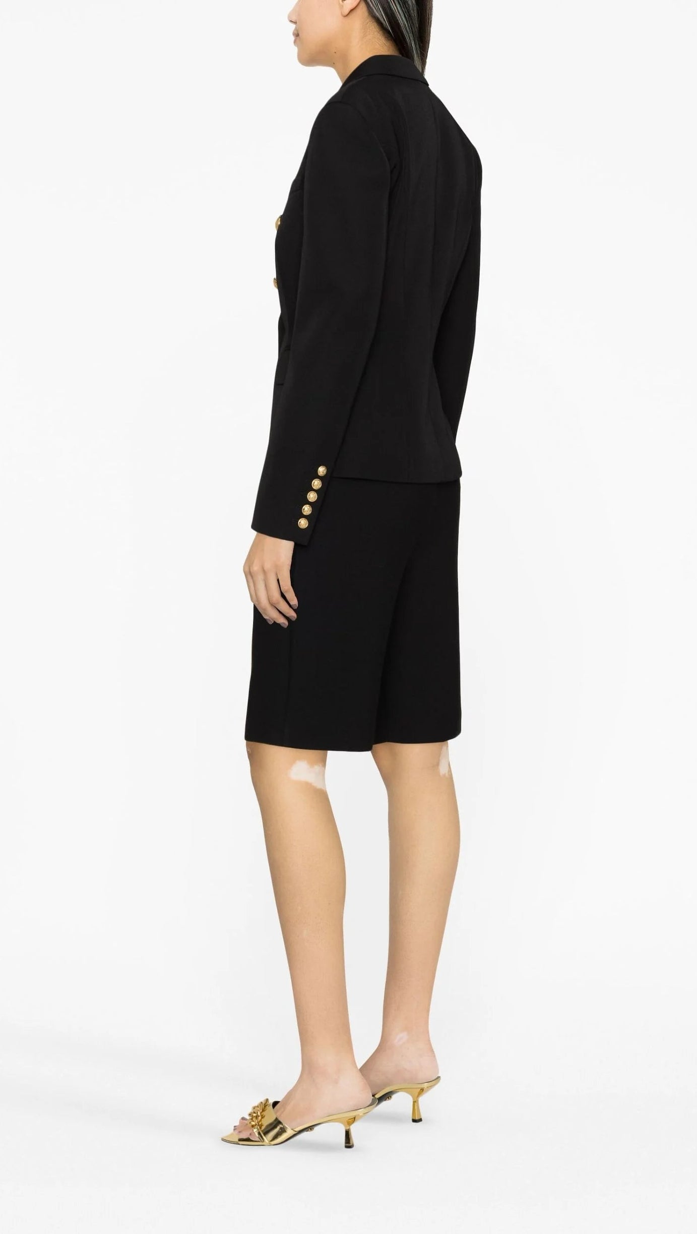 BLACK 6-BUTTONS DOUBLE-BREASTED BLAZER