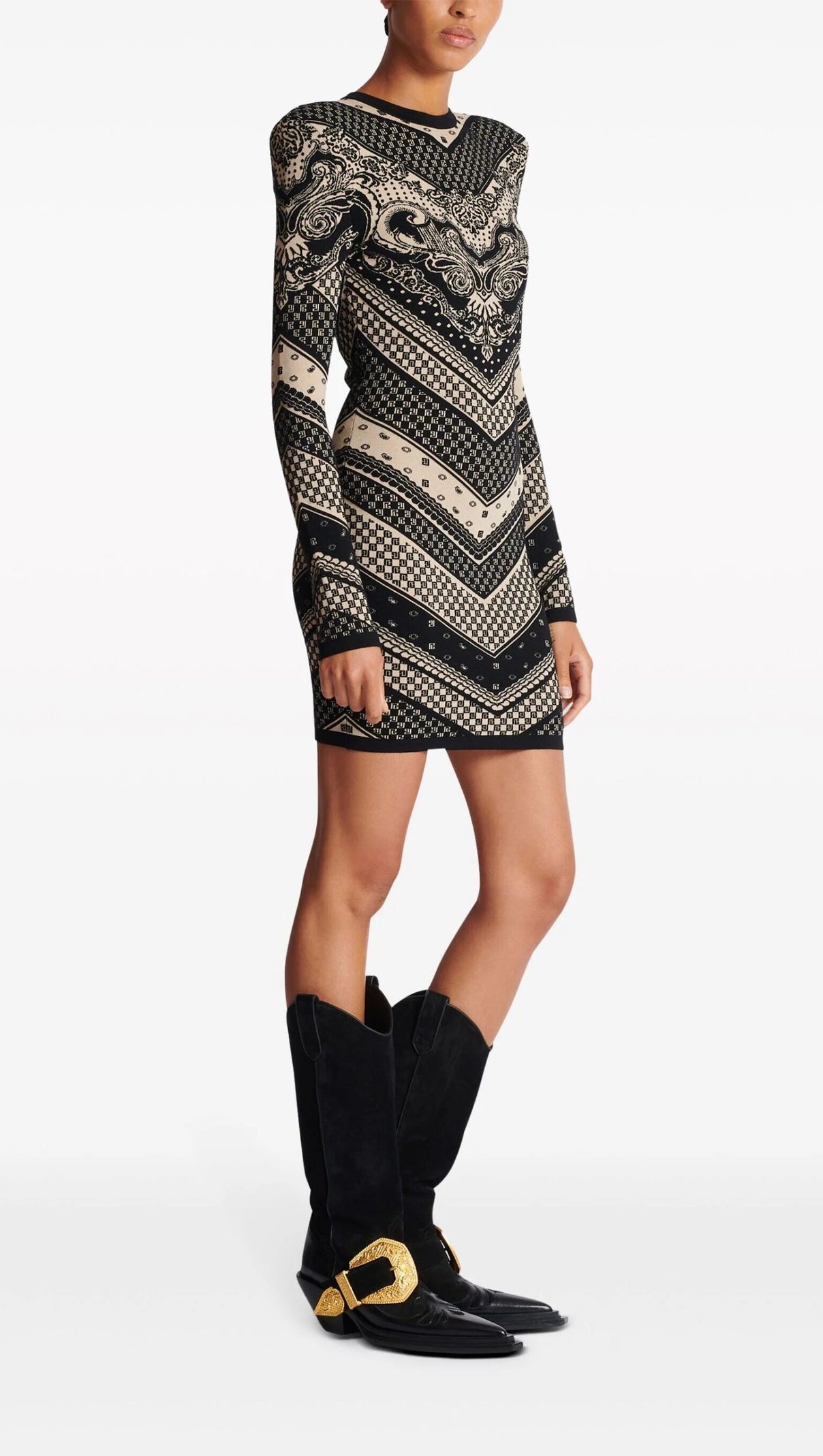 AIIZIE BLACK MONOGRAM KNITTED DRESS - product image