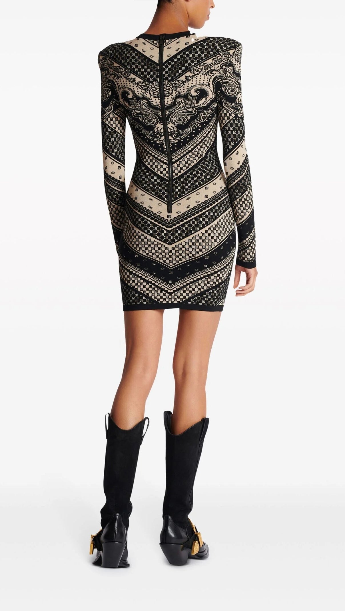 AIIZIE BLACK MONOGRAM KNITTED DRESS - product image
