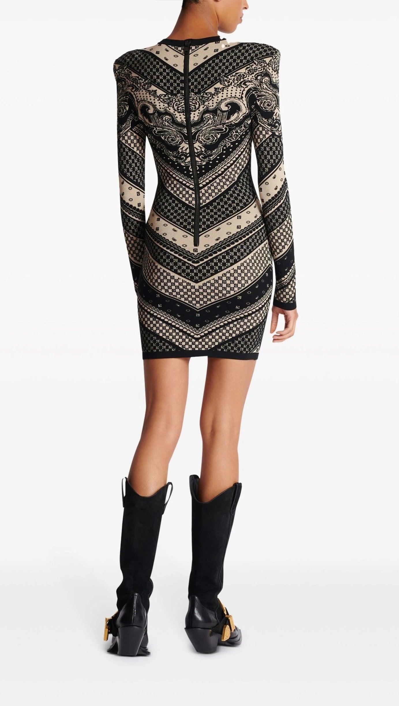 BLACK MONOGRAM KNITTED DRESS