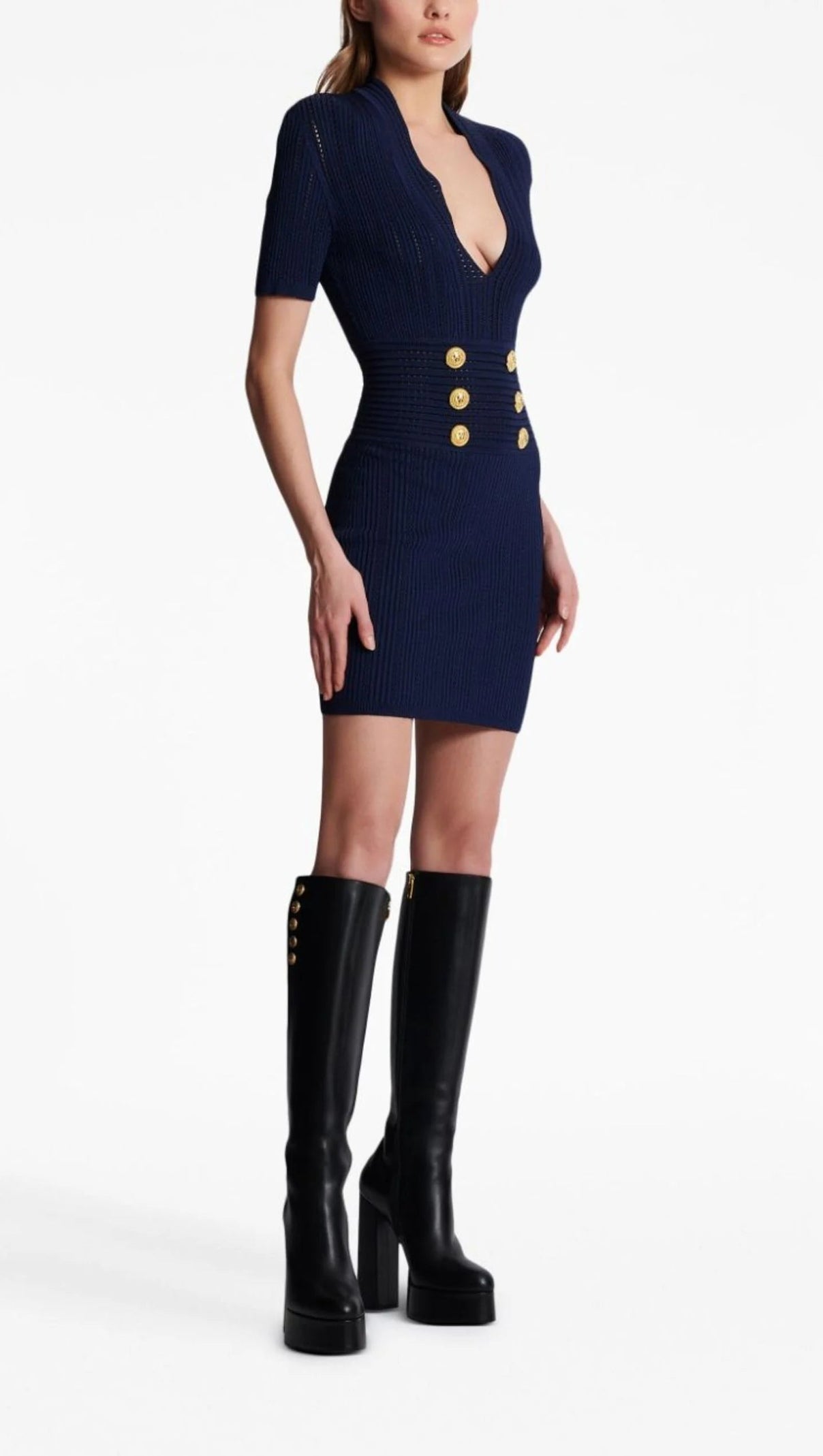 AIIZIE BLUE KNITTED MINI DRESS - product image