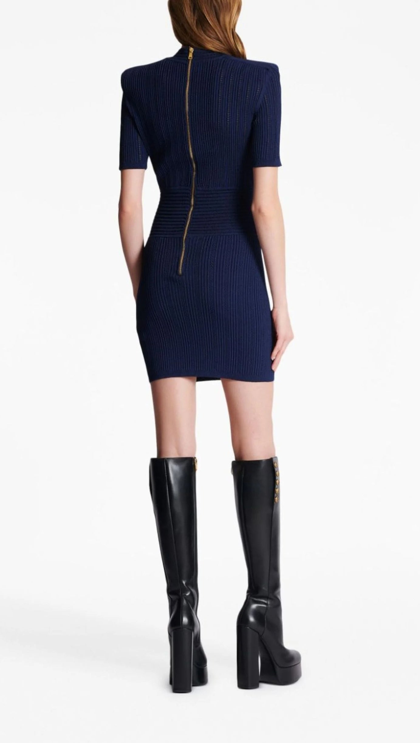 BLUE KNITTED MINI DRESS