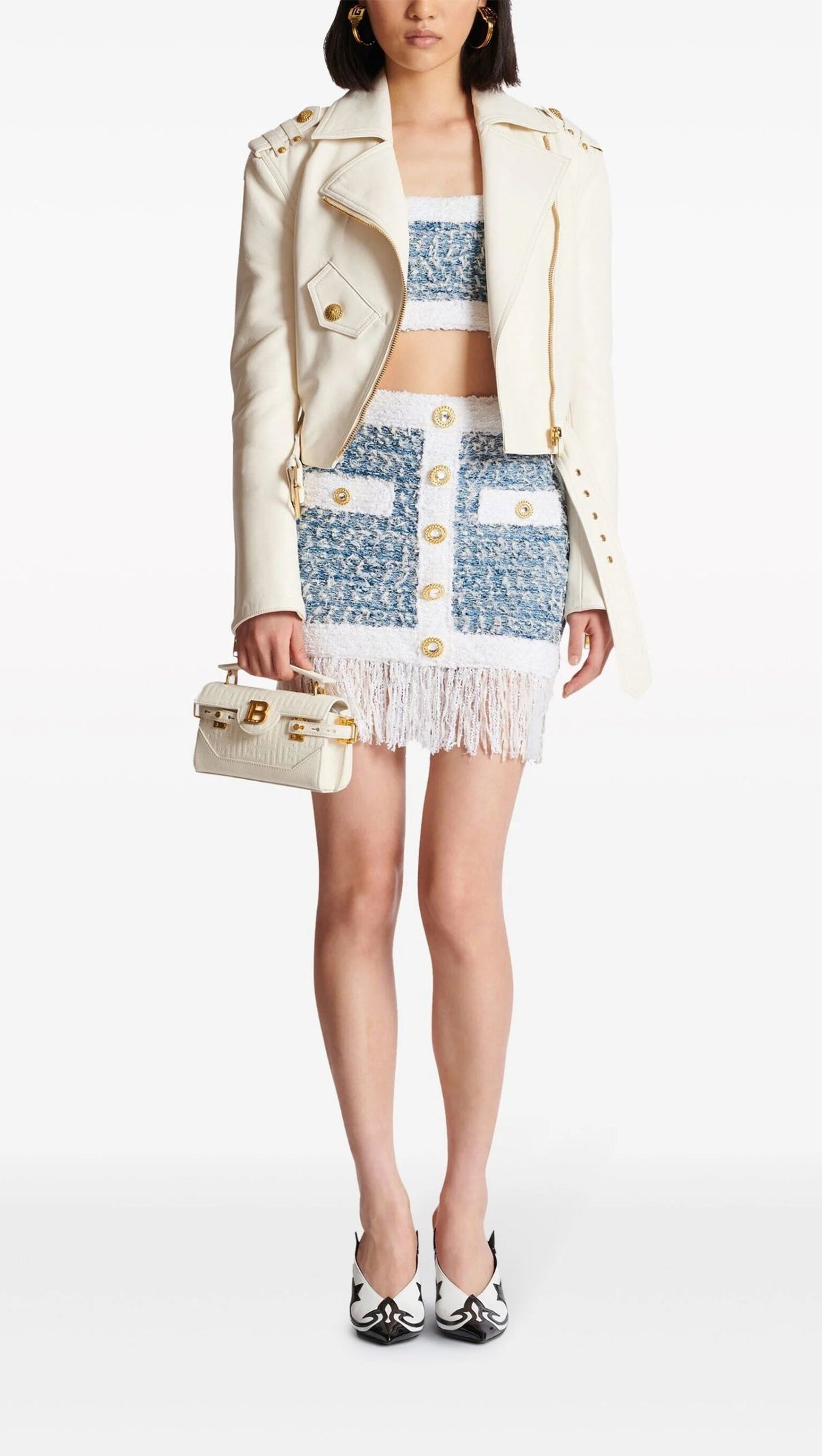 AIIZIE BLUE TWEED CROP TOP - product image