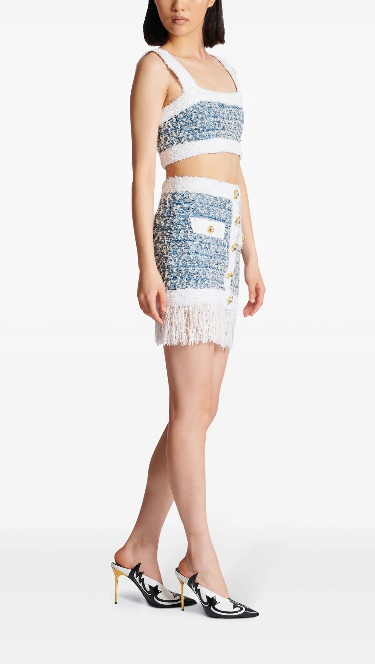 AIIZIE BLUE TWEED CROP TOP - product image
