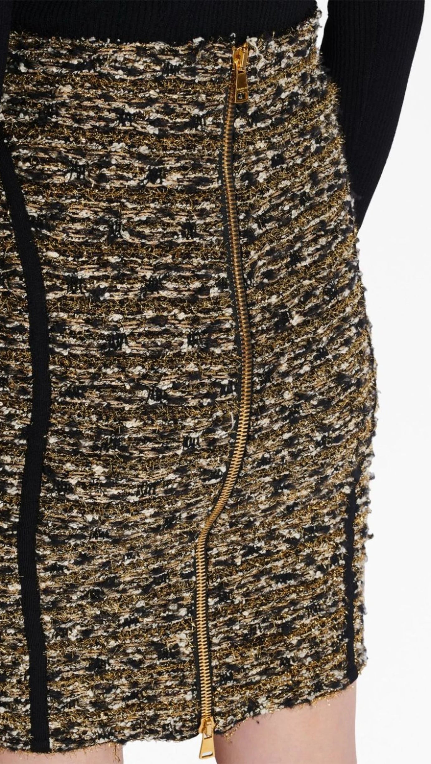 BROWN LUREX TWEED PENCIL SKIRT