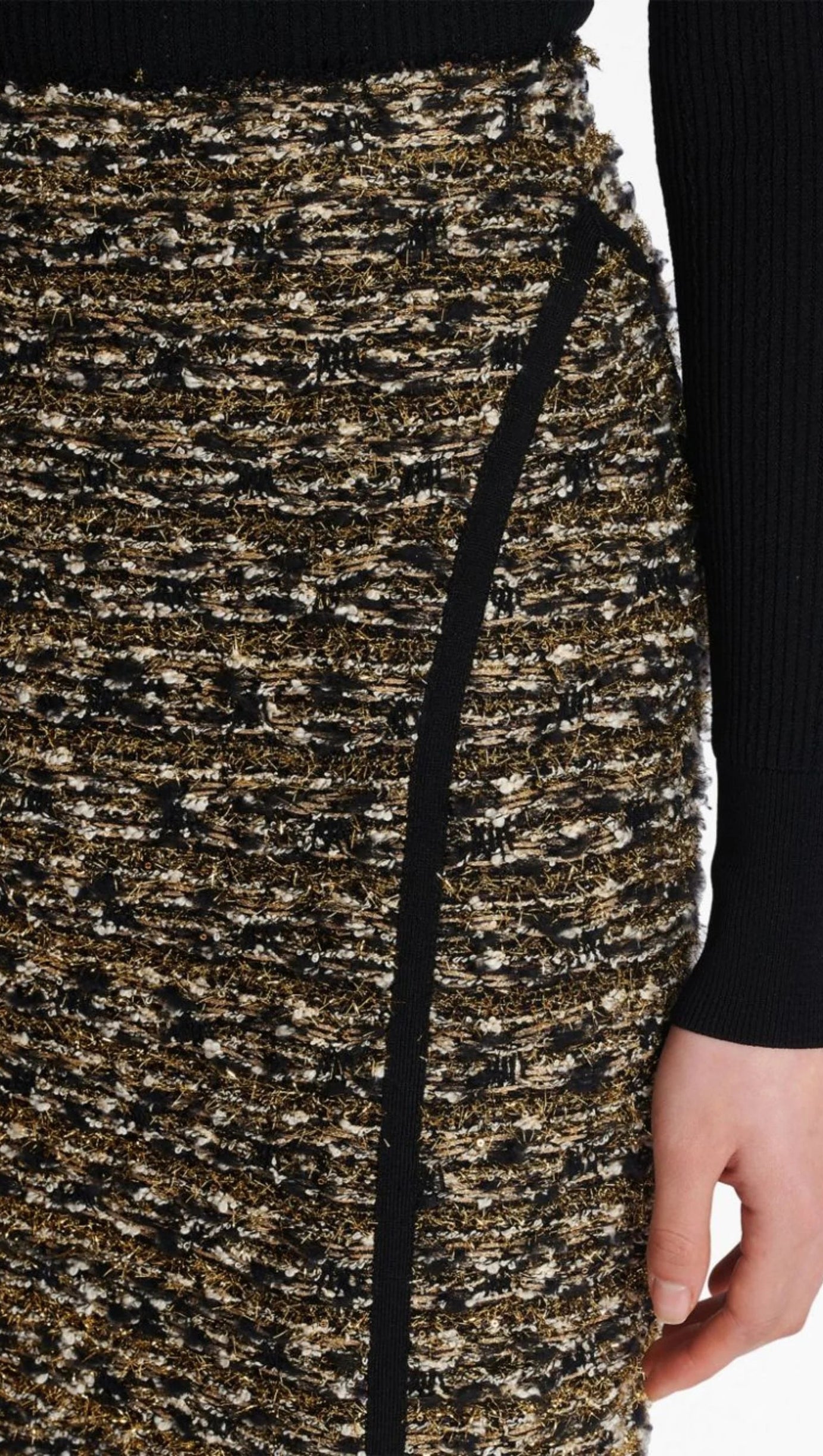 BROWN LUREX TWEED PENCIL SKIRT