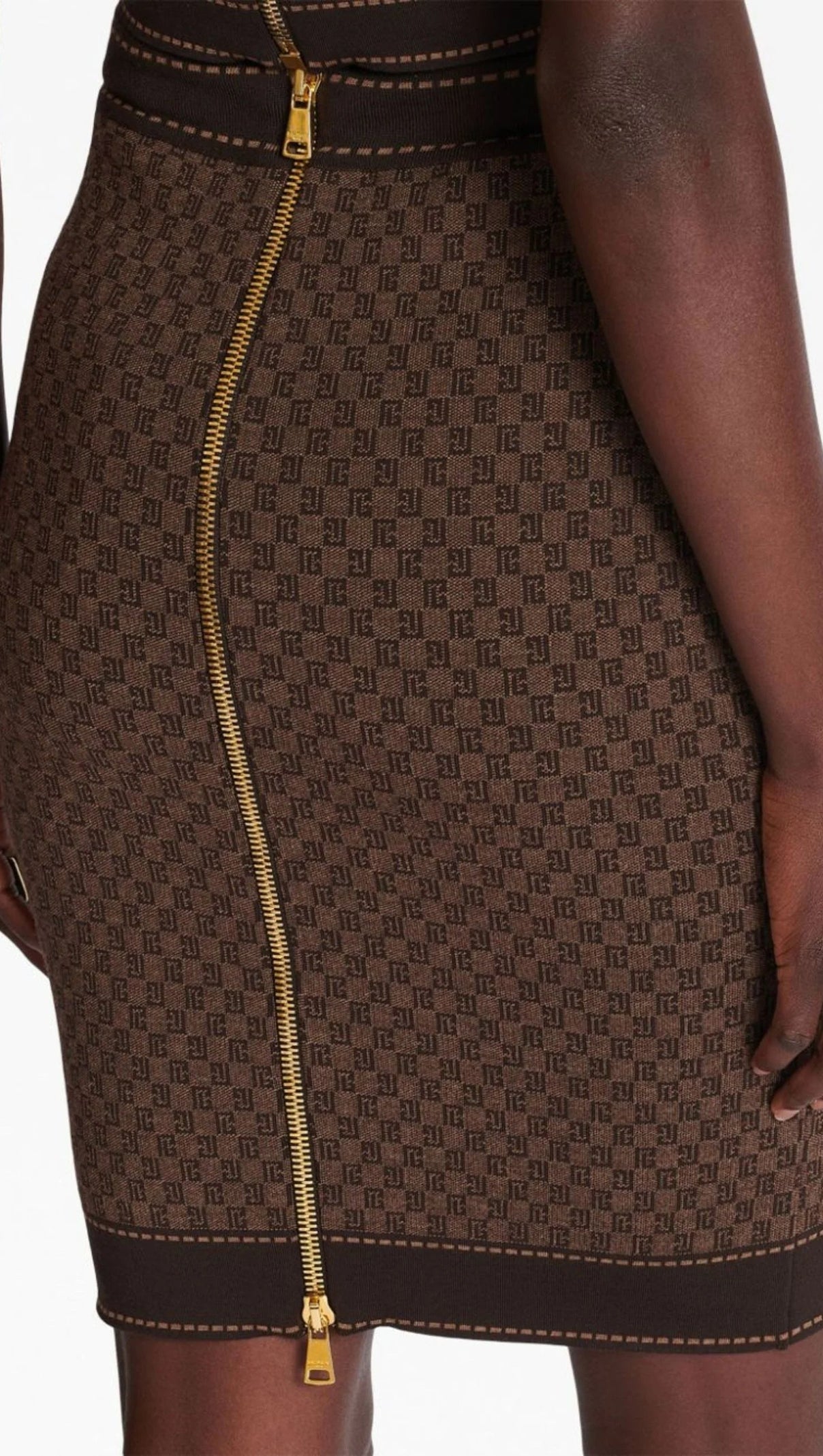 AIIZIE BROWN MONOGRAM-JACQUARD WOOL-BLEND SKIRT - product image