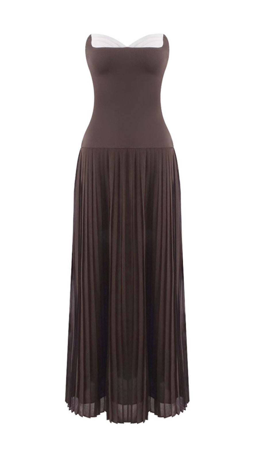 ISOKE STRAPLESS MAXI DRESS WITH CONTRAST SWEETHEART NECKLINE