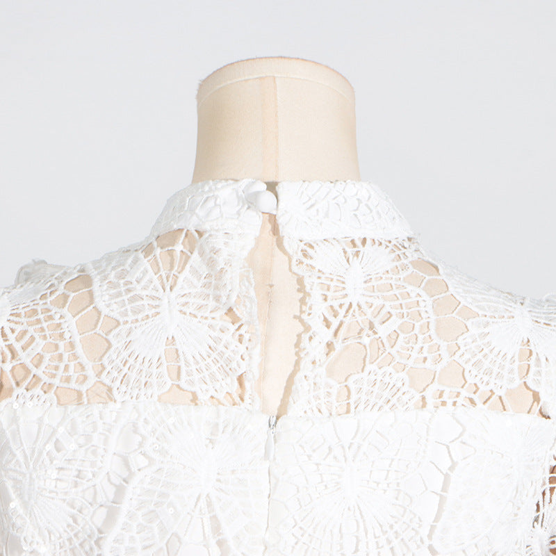 COMPLETO GONNA IN RETE CON RICAMI DI FIORI