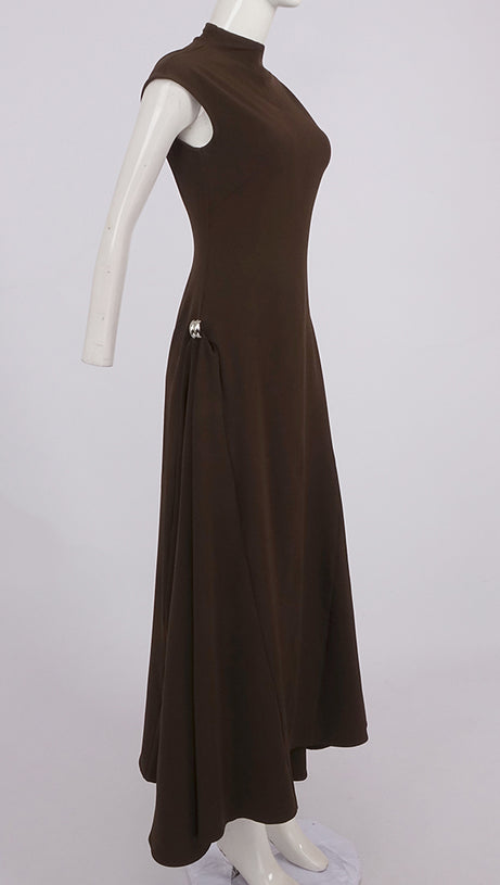 SKATER MAXI DRESS COFFEE