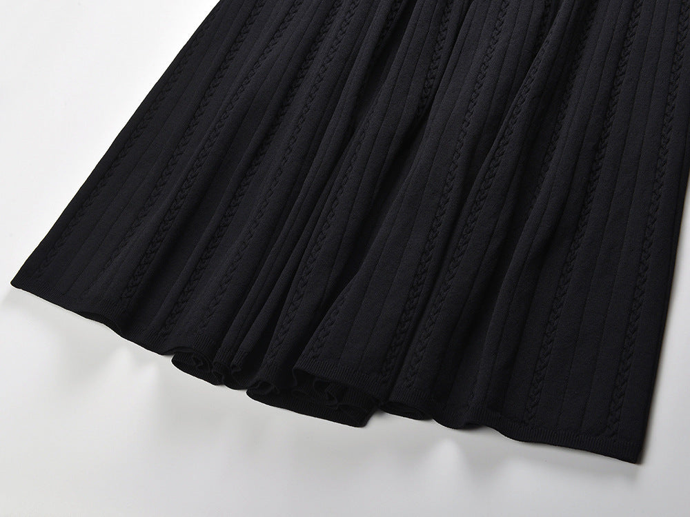 Chic Beaded Rib Knit Sleeveless Midi Dress with Pockets