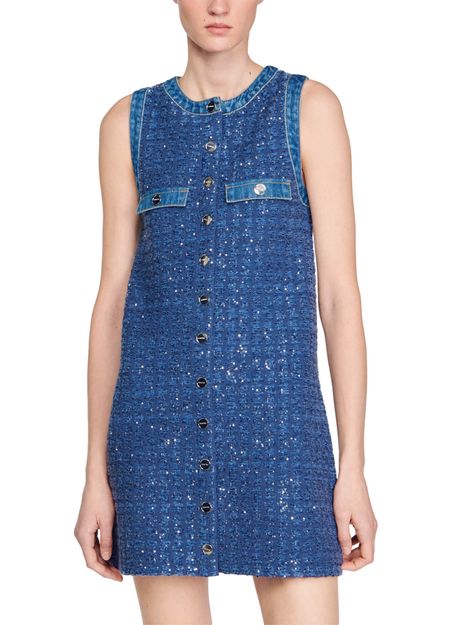 PALMARE TWEED MINI DRESS IN BLUE