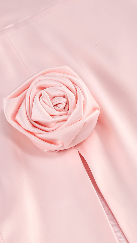 CRYSTAL EMBELLISHED TRIMS MINI DRESS IN PINK