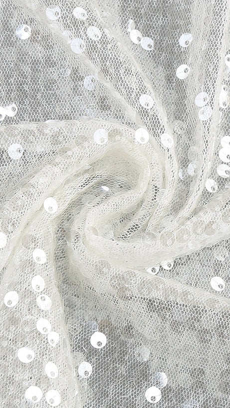 ELSA CRYSTAL EMBELLISHED SEQUIN MAXI DRESS IN WHITE