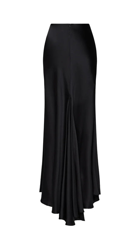 3D WHITE FLOWER ONE-SHOULDER MAXI DRESS IN BLACK