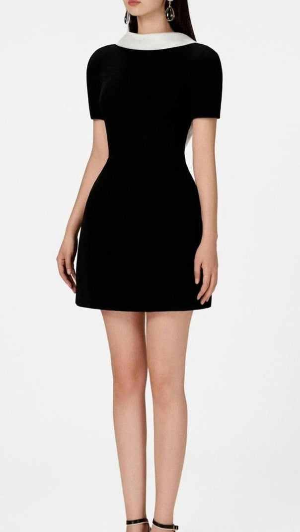 AIIZIE COWL NECK BACKLESS MINI DRESS IN BLACK - product image