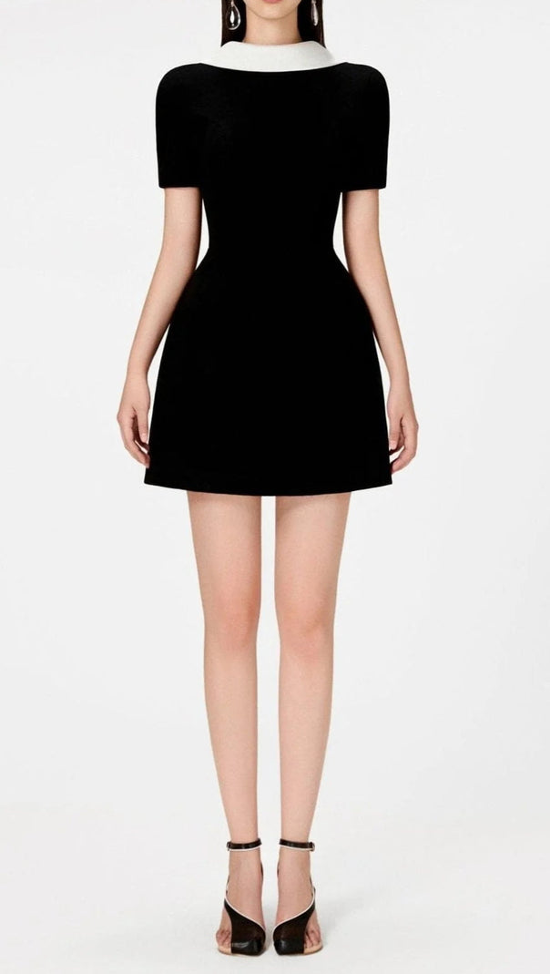 AIIZIE COWL NECK BACKLESS MINI DRESS IN BLACK - product image