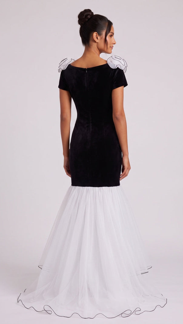 Black Velvet and Tulle Mermaid Dress