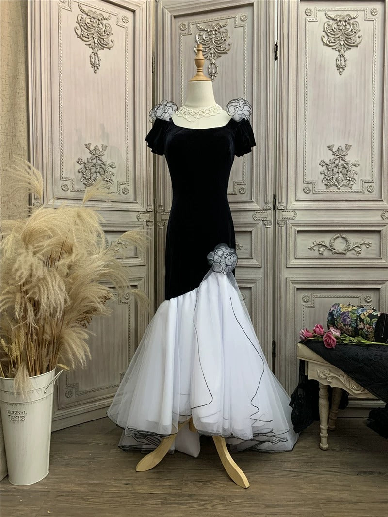 Black Velvet and Tulle Mermaid Dress