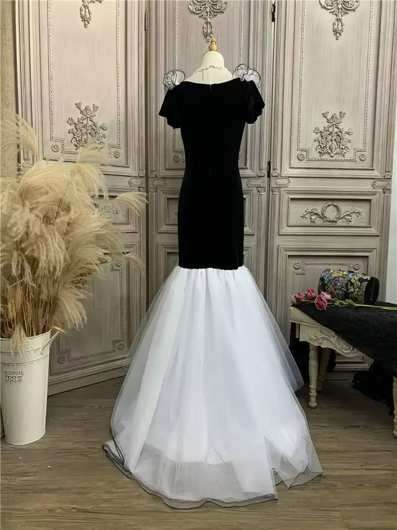 Black Velvet and Tulle Mermaid Dress