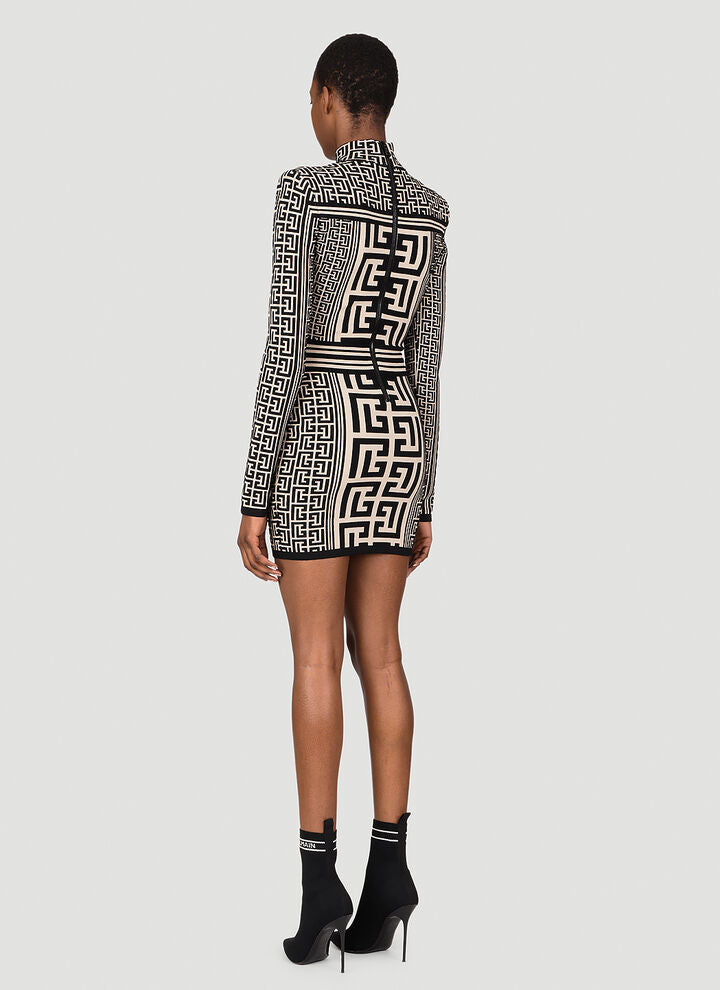 AIIZIE ELIZABETH MONOGRAM JACQUARD KNITTED MINI DRESS - product image