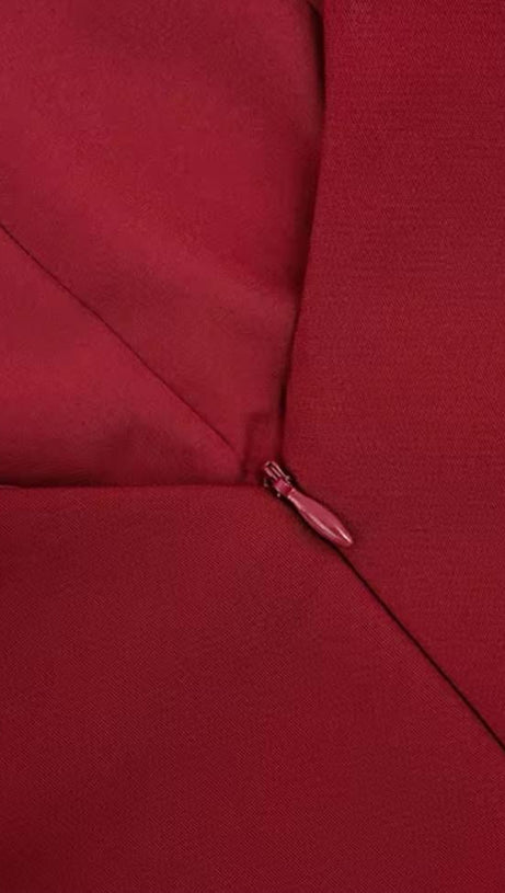 ZENOBIA SHAWL SLIT MAXI DRESS IN RED