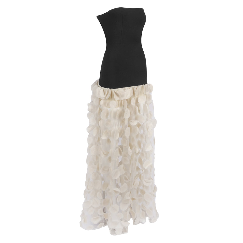 Trägerloses A-Linien-Maxikleid Aprikose 