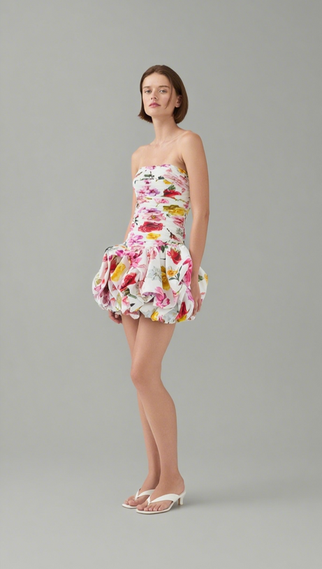 VIOLETTE BUBBLE HEM MINI DRESS