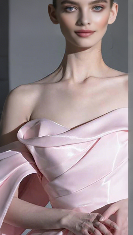 OFF SHOULDER SATIN MINI DRESS IN PINK